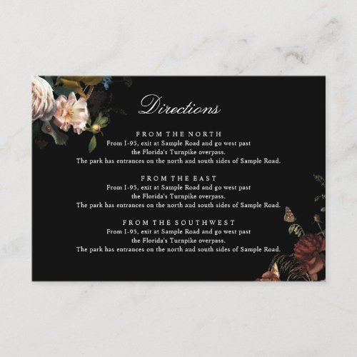 Dark Moody Romantic Floral Dutch Painterly Wedding Enclosure Card