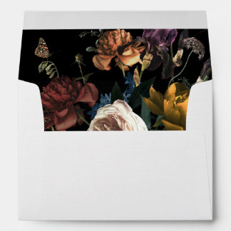 Dark Moody Romantic Floral Dutch Painterly Wedding Envelope