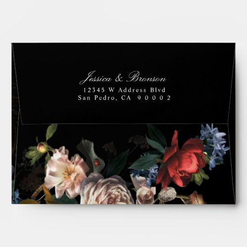 Dark Moody Romantic Floral Dutch Painterly Wedding Envelope