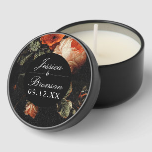 Dark Moody Romantic Floral Dutch Painterly Wedding Mini Candle Favors