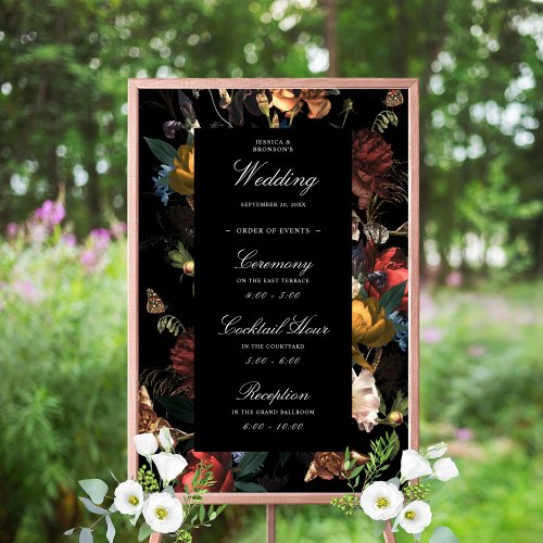 Dark Moody Romantic Floral Dutch Wedding Welcome Poster
