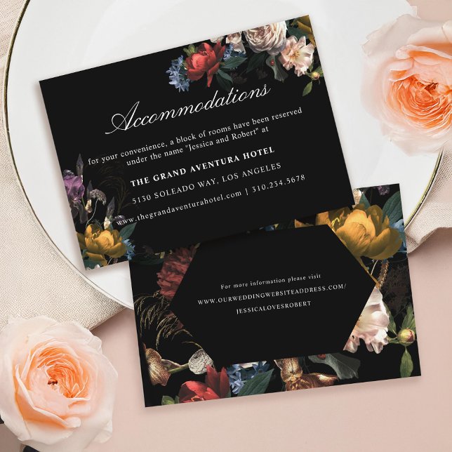 Dark Moody Romantic Floral Painting Accommodations Business Card (Creator Uploaded)