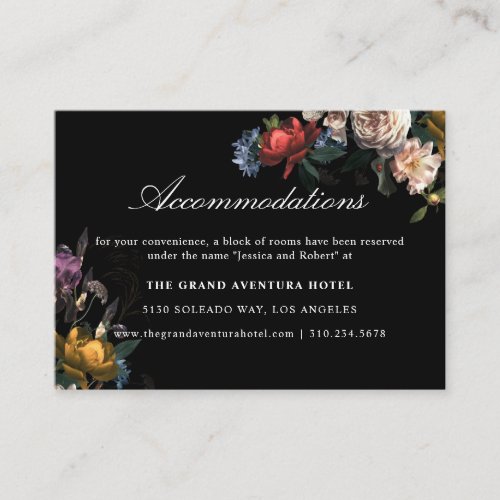 Dark Moody Romantic Floral Painting Accommodations Business Card