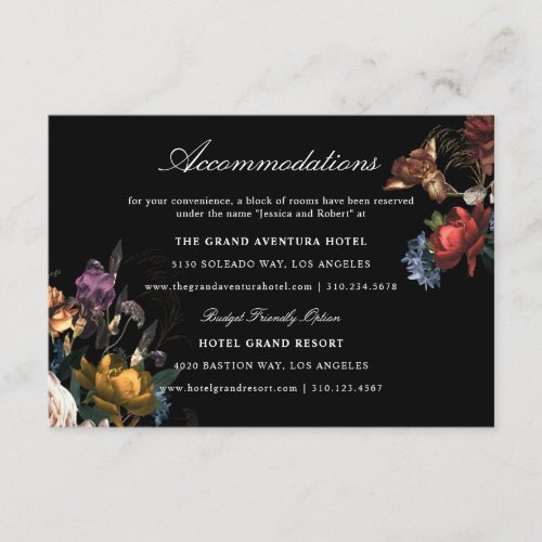 Dark Moody Romantic Floral Painting Accommodations Enclosure Card