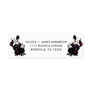 Dark Moody Romantic Floral Wedding Label