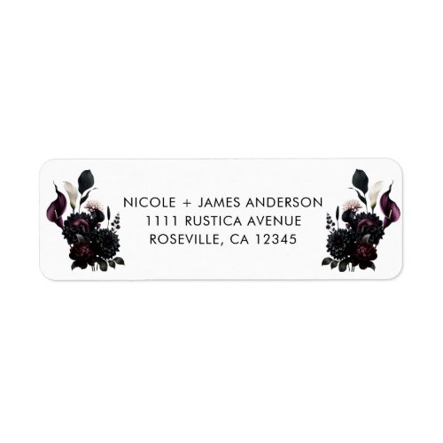 Dark Moody Romantic Floral Wedding Label