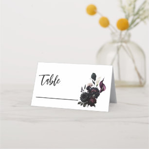 Dark Moody Romantic Floral Wedding Table Seating Place Card