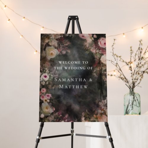 Dark Moody Romantic Floral Wedding Welcome  Foam Board