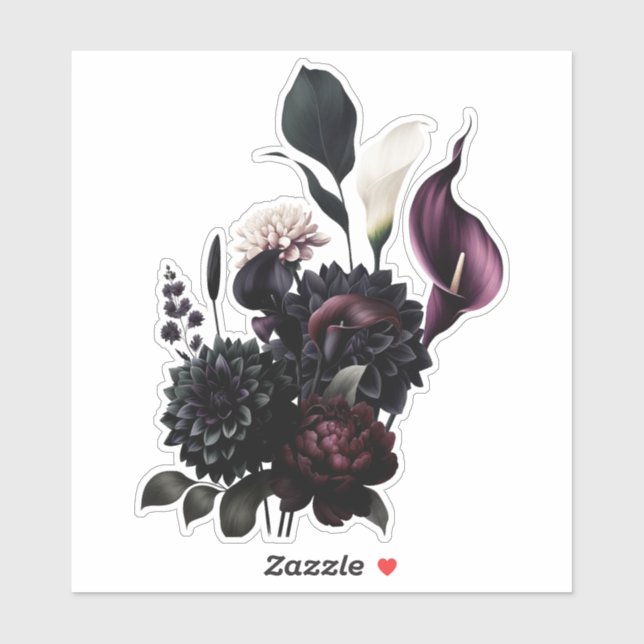 Dark Moody Romantic Floral White Wedding Sticker (Sheet)