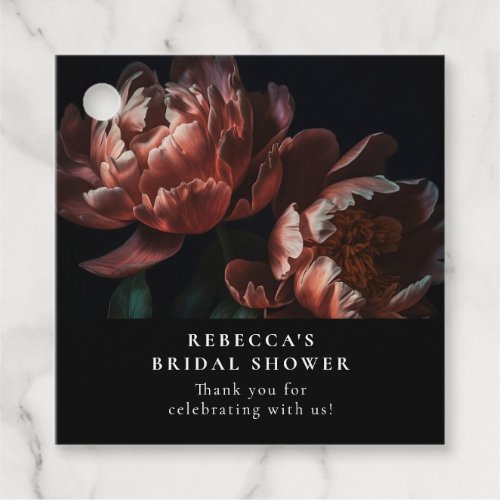 Dark Moody Romantic Florals Bridal Shower Favor Tags
