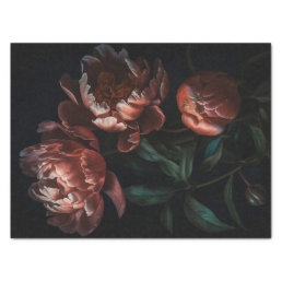 Dark Moody Romantic Florals Decoupage Gift Wrap Tissue Paper