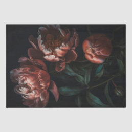 Dark Moody Romantic Florals Decoupage Gift Wrap Tissue Paper