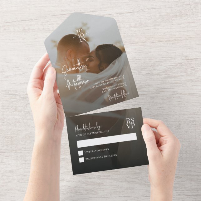 Dark Moody Romantic Minimalist Wedding Anniversary All In One Invitation (Tearaway)
