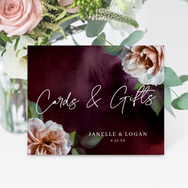 Dark + Moody Rustic Floral Cards Gifts Wedding Foam Board (Creator Uploaded)