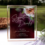 Dark   Moody Rustic Floral Drink Menu Wedding Sign<br><div class="desc">Beautiful painted flowers on a painted dark background paired with elegant typography give this tabletop wedding reception "signature drink" menu sign a dark, moody and romantic style. Simply edit the template with your info and choose any options. Coordinating wedding items are available in our store or see the design collection......</div>