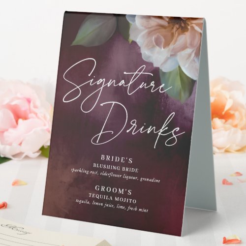 Dark  Moody Rustic Floral Menu Wedding Sign