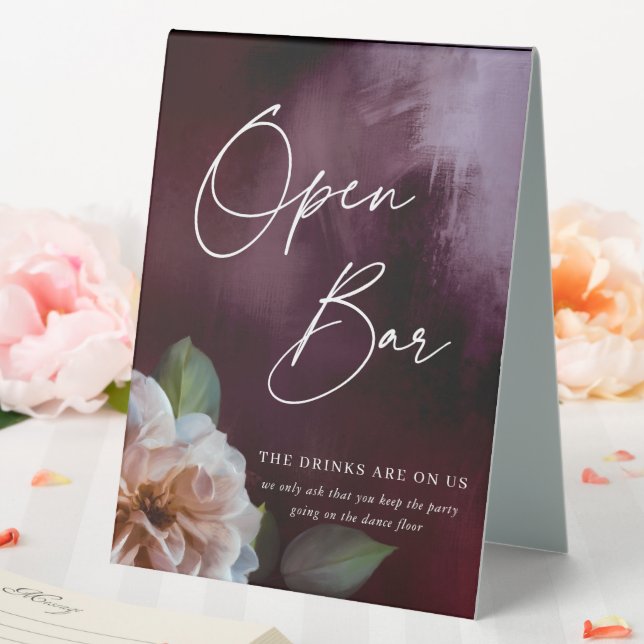 Dark + Moody Rustic Floral Tabletop Wedding Sign (In SItu (Wedding))