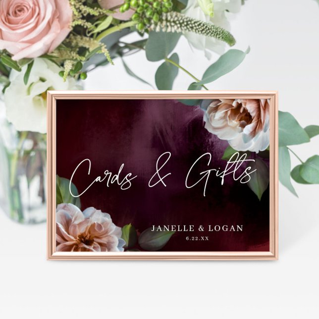 Dark + Moody Rustic Floral Tabletop Wedding Sign (Creator Uploaded)