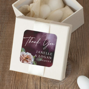 Dark + Moody Rustic Floral Wedding Favor Square Sticker