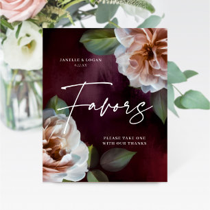 Dark + Moody Rustic Floral Wedding Favors Sign