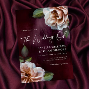 Dark + Moody Rustic Floral Wedding Invitation