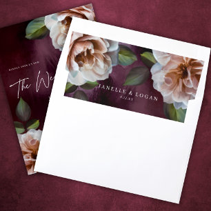 Dark + Moody Rustic Floral Wedding Invitation Envelope Liner
