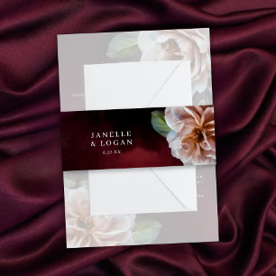 Dark + Moody Rustic Floral Wedding Invitation Invitation Belly Band