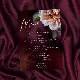 Dark + Moody Rustic Floral Wedding Menu Card