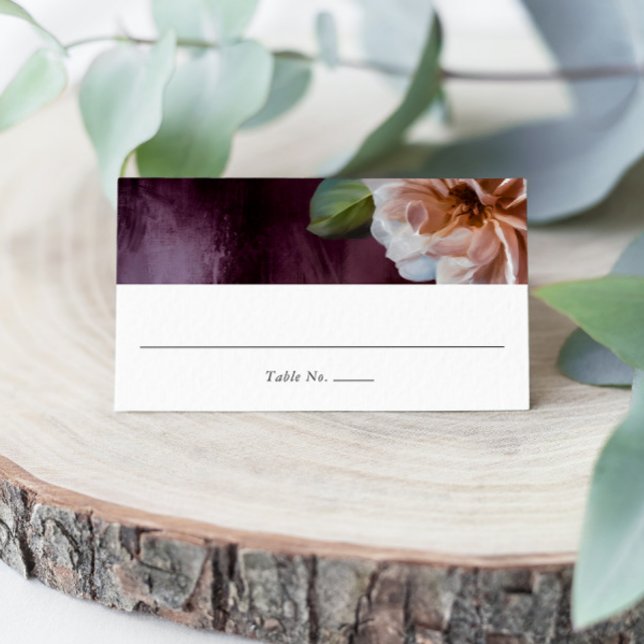 Dark + Moody Rustic Floral Wedding Place Card (Creator Uploaded)