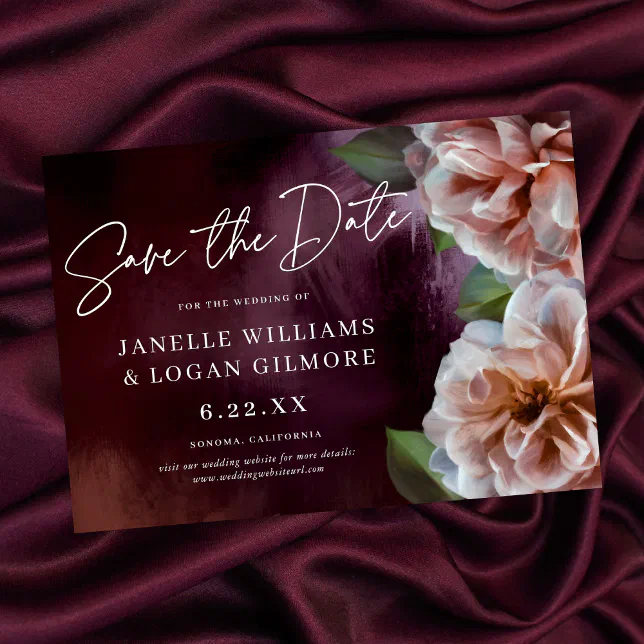 Dark + Moody Rustic Floral Wedding Save The Date Invitation | Zazzle