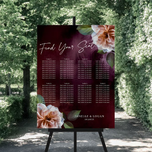 Dark + Moody Rustic Floral Wedding Seating Chart Foam Board