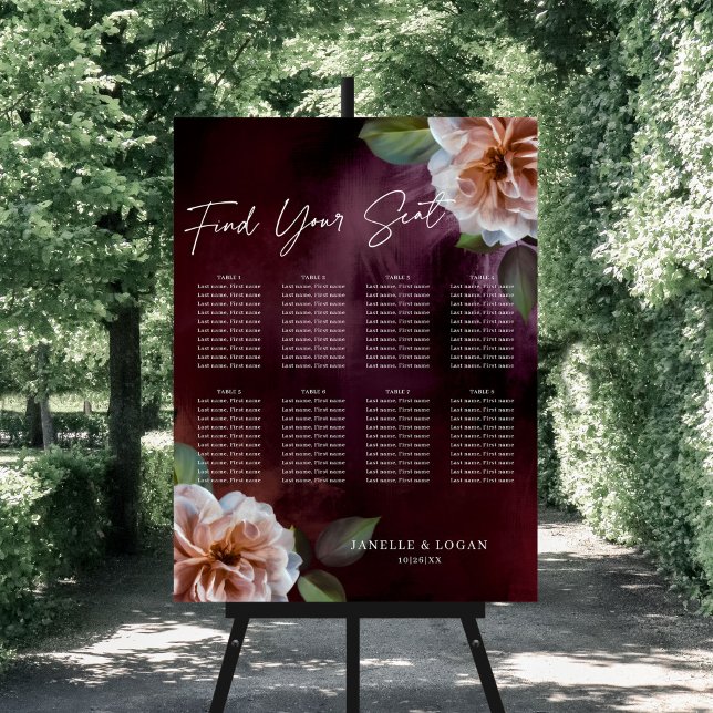 Dark + Moody Rustic Floral Wedding Seating Chart Foam Board (Creator Uploaded)