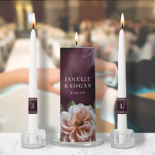 Dark + Moody Rustic Floral Wedding Unity Candle Set