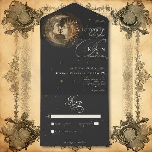 Dark Moody Victorian Kissing Moon & Sun No Dinner All In One Invitation