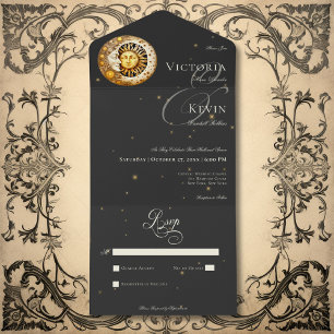 Dark Moody Victorian Moon Sun Stars No Dinner All In One Invitation