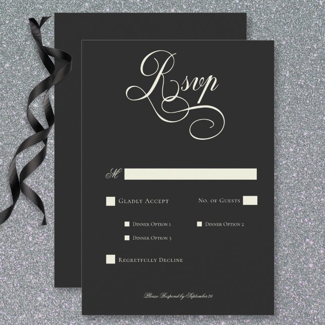 Dark Moody Victorian Moon & Sun Wedding Dinner RSVP Card (Dark Moody Victorian Moon & Sun Wedding Dinner RSVP Card)