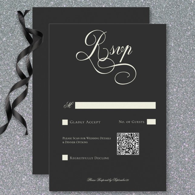Dark Moody Victorian Moon & Sun Wedding QR Code RSVP Card (Dark Moody Victorian Moon & Sun Wedding QR Code RSVP Card)