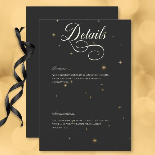 Dark Moody Victorian Stars Wedding Details Enclosure Card