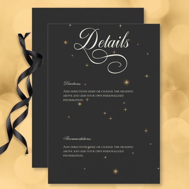 Dark Moody Victorian Stars Wedding Details Enclosure Card (Dark Moody Victorian Stars Wedding Details Enclosure Card)