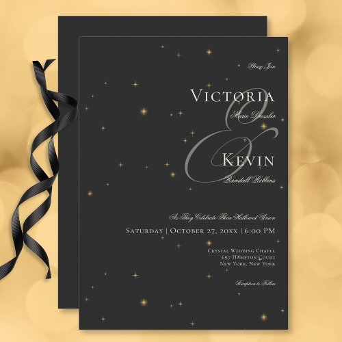 Dark Moody Victorian Stars Wedding Invitation