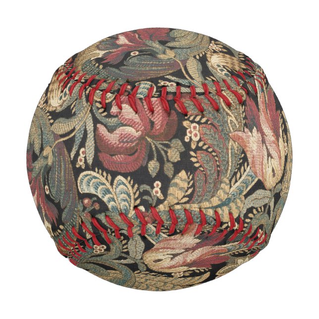 Dark Moody Vintage Floral Botanical Pattern Baseball (Front)