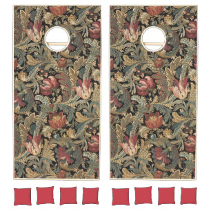 Dark Moody Vintage Floral Botanical Pattern Cornhole Set