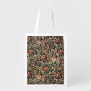 Dark Moody Vintage Floral Botanical Pattern Grocery Bag