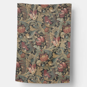 Dark Moody Vintage Floral Botanical Pattern House Flag