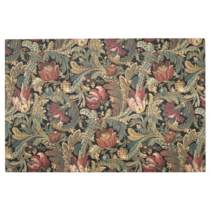 Dark Moody Vintage Floral Botanical Pattern Metal Print