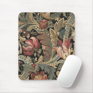 Dark Moody Vintage Floral Botanical Pattern Mouse Pad