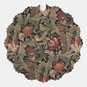 Dark Moody Vintage Floral Botanical Pattern Ornament Card