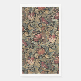 Dark Moody Vintage Floral Botanical Pattern Paper Guest Towels