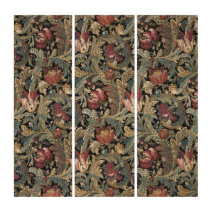 Dark Moody Vintage Floral Botanical Pattern Triptych