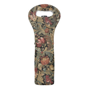 Dark Moody Vintage Floral Botanical Pattern Wine Bag